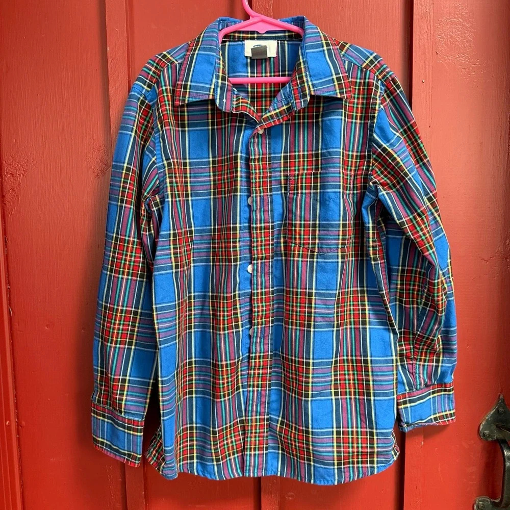 Old Navy Blue Plaid Button-Down Shirt